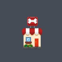 pet shop building pixel art style vector