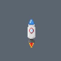 mini rocket in pixel art style vector