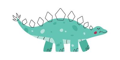 Flat hand drawn vector illustration of stegosaurus dinosaur