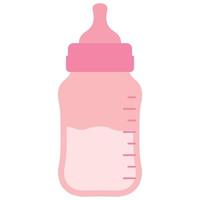 Pink Baby milk bottle. Vector illustration