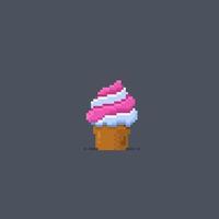 ice cream with two flavor in pixel art style vector