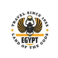 Scarab beetle of Egypt travel vector icon