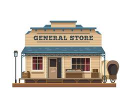Western Wild West general store town building vector