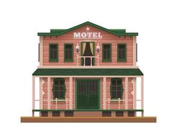 Western, Wild West motel or hotel, town building vector