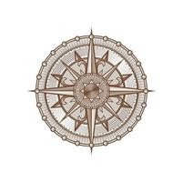 Vintage compass wind rose, nautical navigation vector