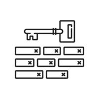 llave símbolo, palabra clave almacenamiento, datos proteccion icono vector