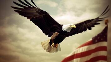 águila con Estados Unidos bandera. ilustración ai generativo foto