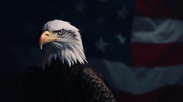 Eagle with USA flag. Illustration photo