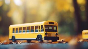 Yellow school bus. back to school background. Illustration photo