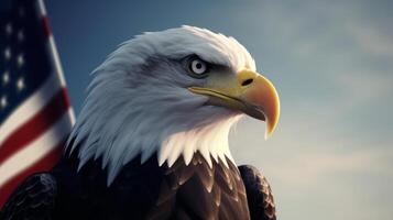 Eagle with USA flag. Illustration photo