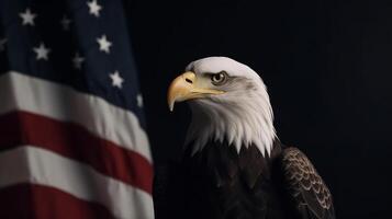 águila con Estados Unidos bandera. ilustración ai generativo foto