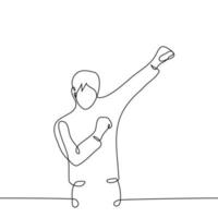 man gesture Dab with fists - one line drawing vector