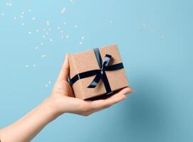 Hands with gift box. Illustration photo