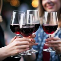 People's hands are minted with glasses of wine Illustration photo