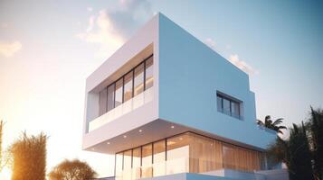 White modern villa. Illustration photo