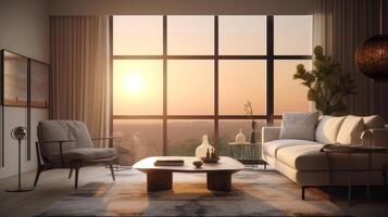 Living room modern interior design. Illustration photo