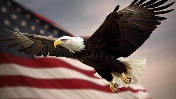 águila con Estados Unidos bandera. ilustración ai generativo foto