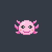 axolotl head in pixel art style vector