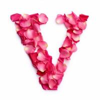 Letter V from rose petals. Illustration photo