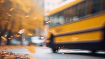 Yellow school bus. back to school background. Illustration photo