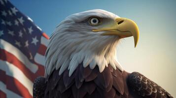 Eagle with USA flag. Illustration photo