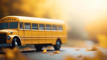 Yellow school bus. back to school background. Illustration photo