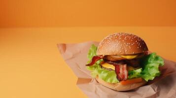 Burger on vivid background. Illustration photo