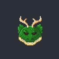 dragon head in pixel art style vector