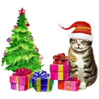 Noël mignonne chats ai génératif png