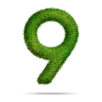 Green grass number 9 for education concept png