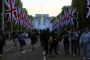 Londres en el Reino Unido en junio 2022. personas celebrando el reinas platino aniversario foto