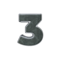 Number 3 3D render transparent background png