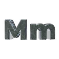 Letter M 3D render transparent background png