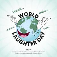 World laughter day background with the earth laughing vector