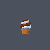 ice cream with two flaver in pixel art style vector