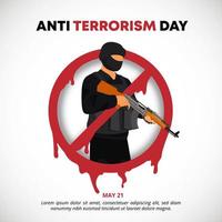 Anti terrorism day background with a terrorist and rifle vector