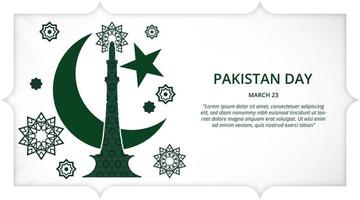 Pakistan day background with mandala decoration and cutting paper style vector