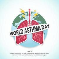 World asthma day background with an asthma attack on lung illustration vector