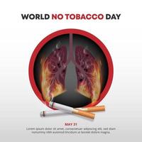 World no tobacco day background with a burned lung and cigarettes vector