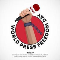 World press freedom day background with a reporter's hand with a microphone vector