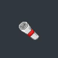 rolled paper with red ribbon in pixel art style vector