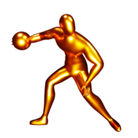 3d bronze basketball player figure doing dribble pose. png