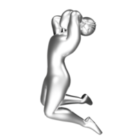 3d plata baloncesto jugador figura haciendo golpe remojar pose. png