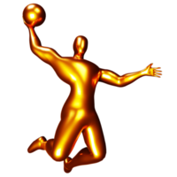 3d bronce baloncesto jugador figura haciendo golpe remojar pose. png