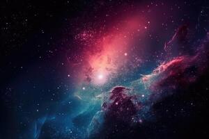 Stunning colorful galaxies in the night sky created with technology. photo