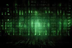 A hacking background with binary and hexdecimal code on a screen created with technology. photo