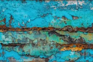 antiguo oxidado metal textura con grietas y peladura pintar creado con generativo ai tecnología. foto
