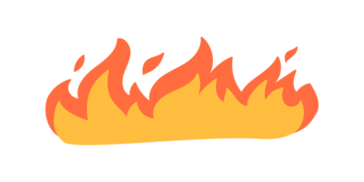 Cartoon fire effect. A yellow bonfire burns to heat. png