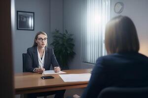 Job interview scene of job recruitment photo realism created with AI tools