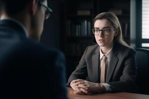 Job interview scene of job recruitment photo realism created with AI tools